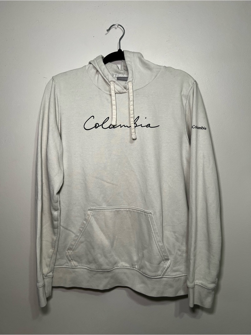 Columbia White Script Logo Hoodie
